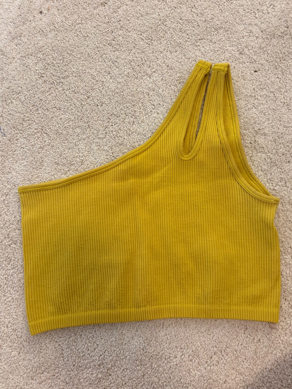 American Eagle Outfitters Mustard Ribbed Crop Halter Tank